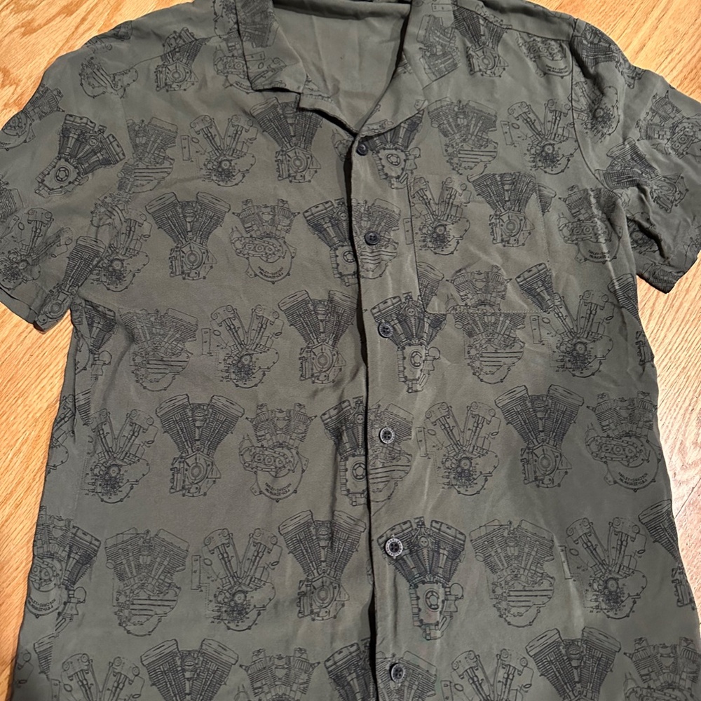 Harley Davidson Engine Hawaiian Mens Shirt Size M